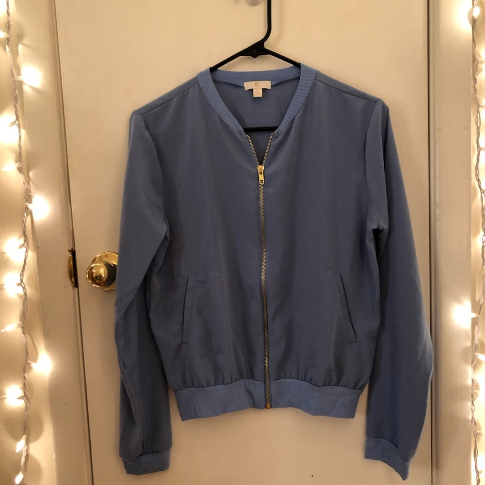Charming Charlie’s blue bomber jacket